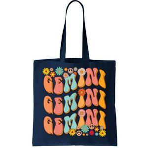 Retro Hippie Gemini Birthday Funny Gemini Zodiac Birthday Tote Bag