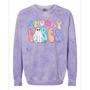 Retro Halloween Groovy Ghost Spooky Vibes Cute Gift Colorblast Crewneck Sweatshirt