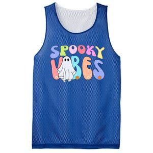 Retro Halloween Groovy Ghost Spooky Vibes Cute Gift Mesh Reversible Basketball Jersey Tank