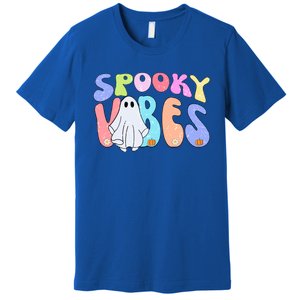 Retro Halloween Groovy Ghost Spooky Vibes Cute Gift Premium T-Shirt