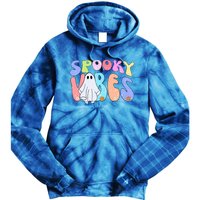 Retro Halloween Groovy Ghost Spooky Vibes Cute Gift Tie Dye Hoodie