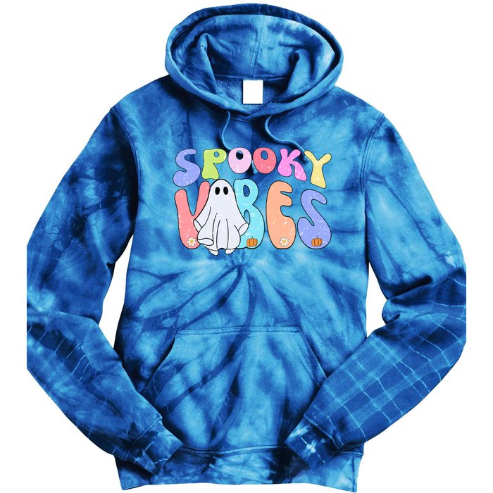 Retro Halloween Groovy Ghost Spooky Vibes Cute Gift Tie Dye Hoodie