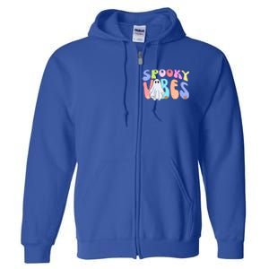 Retro Halloween Groovy Ghost Spooky Vibes Cute Gift Full Zip Hoodie