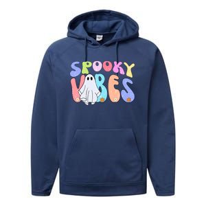 Retro Halloween Groovy Ghost Spooky Vibes Cute Gift Performance Fleece Hoodie