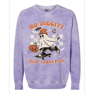 Retro Halloween Ghost No Diggity Bout To Bag It Up Colorblast Crewneck Sweatshirt