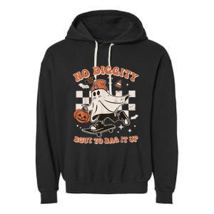 Retro Halloween Ghost No Diggity Bout To Bag It Up Garment-Dyed Fleece Hoodie