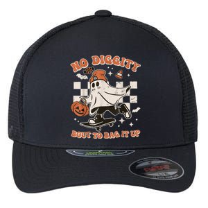 Retro Halloween Ghost No Diggity Bout To Bag It Up Flexfit Unipanel Trucker Cap