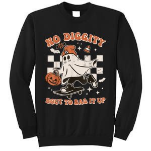 Retro Halloween Ghost No Diggity Bout To Bag It Up Sweatshirt