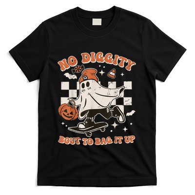 Retro Halloween Ghost No Diggity Bout To Bag It Up T-Shirt