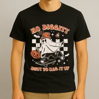 Retro Halloween Ghost No Diggity Bout To Bag It Up T-Shirt