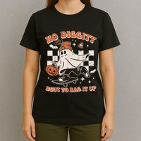 Retro Halloween Ghost No Diggity Bout To Bag It Up T-Shirt