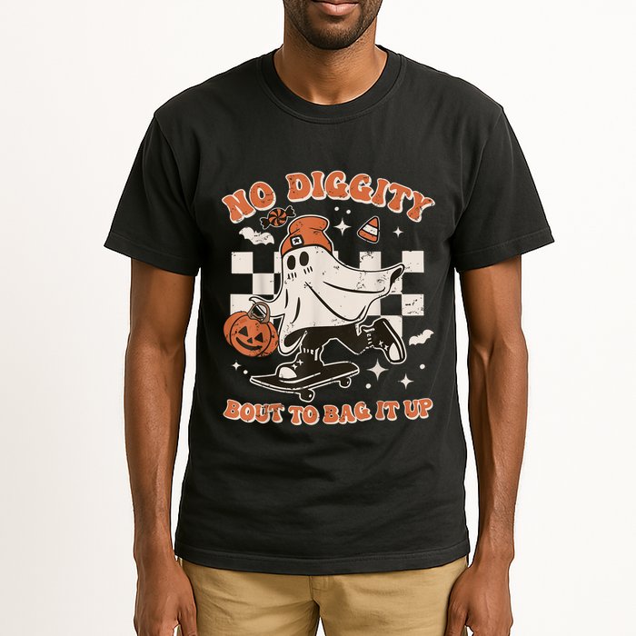 Retro Halloween Ghost No Diggity Bout To Bag It Up Tall T-Shirt