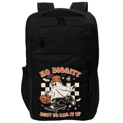 Retro Halloween Ghost No Diggity Bout To Bag It Up Impact Tech Backpack