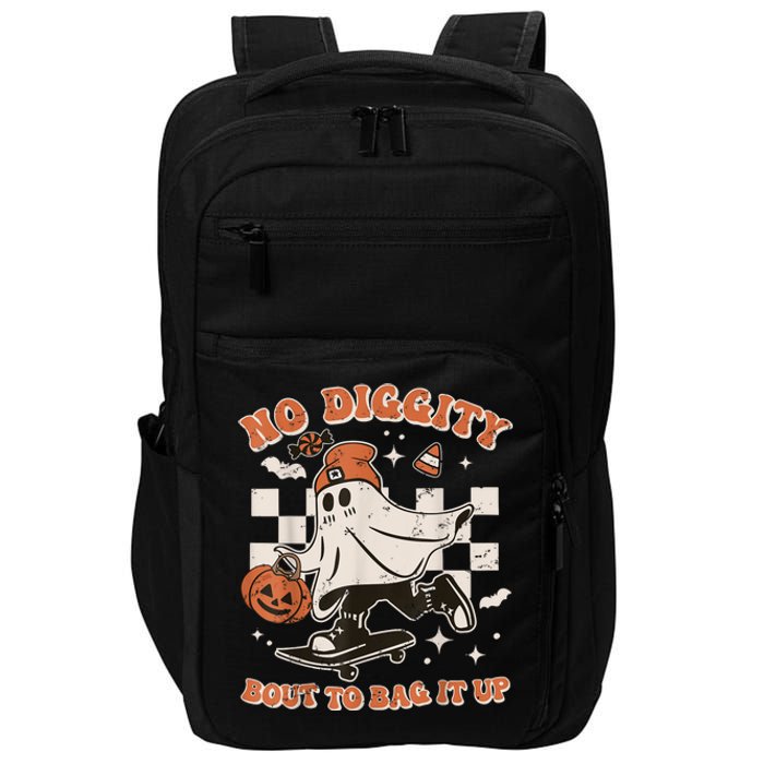 Retro Halloween Ghost No Diggity Bout To Bag It Up Impact Tech Backpack