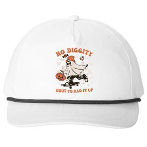 Retro Halloween Ghost No Diggity Bout To Bag It Up Snapback Five-Panel Rope Hat