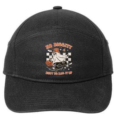 Retro Halloween Ghost No Diggity Bout To Bag It Up 7-Panel Snapback Hat