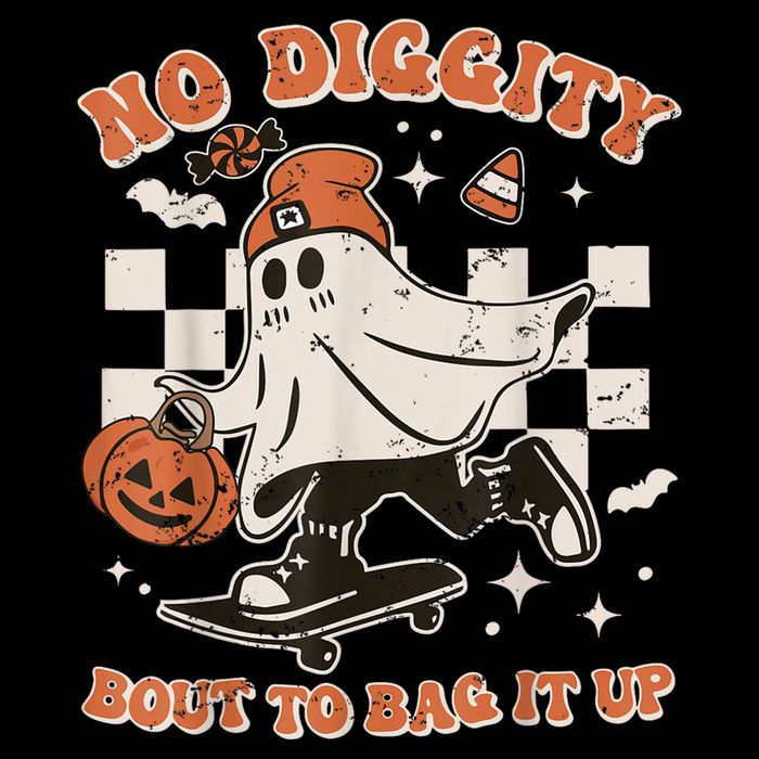 Retro Halloween Ghost No Diggity Bout To Bag It Up Bucket Hat