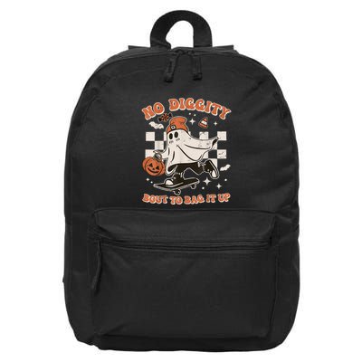 Retro Halloween Ghost No Diggity Bout To Bag It Up 16 in Basic Backpack