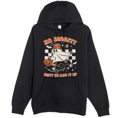 Retro Halloween Ghost No Diggity Bout To Bag It Up Premium Pullover Hoodie