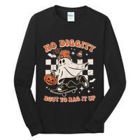 Retro Halloween Ghost No Diggity Bout To Bag It Up Tall Long Sleeve T-Shirt