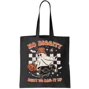 Retro Halloween Ghost No Diggity Bout To Bag It Up Tote Bag