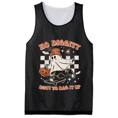 Retro Halloween Ghost No Diggity Bout To Bag It Up Mesh Reversible Basketball Jersey Tank