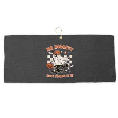 Retro Halloween Ghost No Diggity Bout To Bag It Up Large Microfiber Waffle Golf Towel