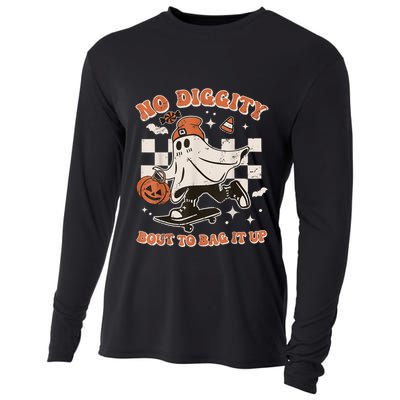 Retro Halloween Ghost No Diggity Bout To Bag It Up Cooling Performance Long Sleeve Crew