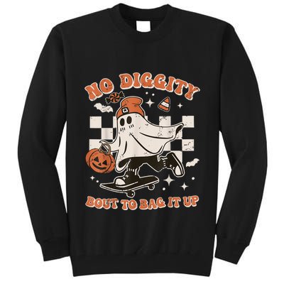 Retro Halloween Ghost No Diggity Bout To Bag It Up Tall Sweatshirt