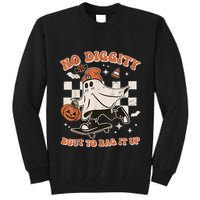 Retro Halloween Ghost No Diggity Bout To Bag It Up Tall Sweatshirt