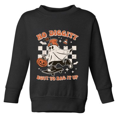 Retro Halloween Ghost No Diggity Bout To Bag It Up Toddler Sweatshirt