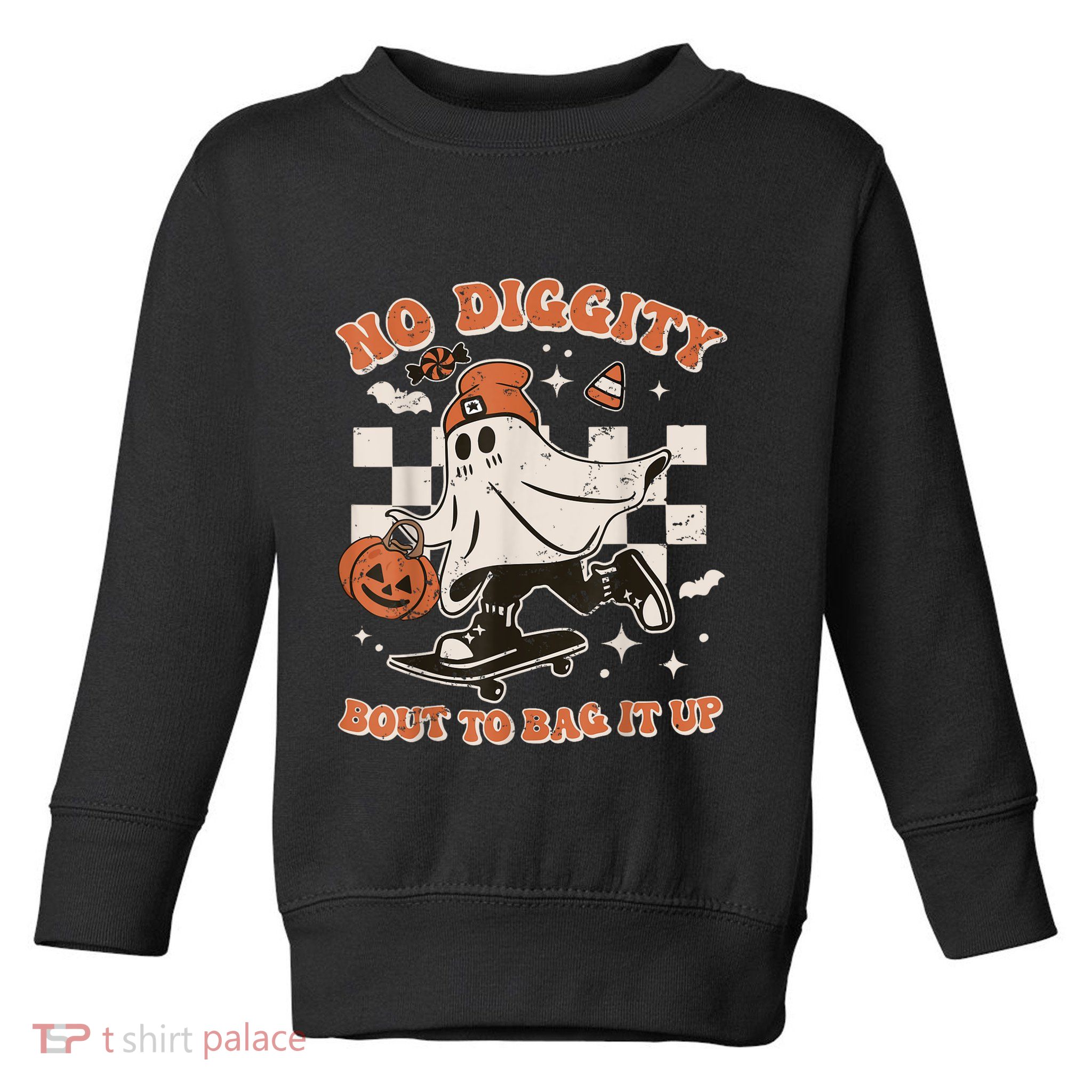 Retro Halloween Ghost No Diggity Bout To Bag It Up Toddler Sweatshirt