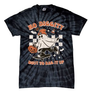 Retro Halloween Ghost No Diggity Bout To Bag It Up Tie-Dye T-Shirt