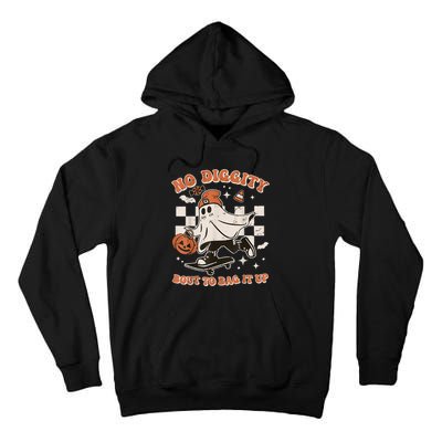 Retro Halloween Ghost No Diggity Bout To Bag It Up Tall Hoodie