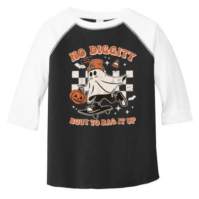 Retro Halloween Ghost No Diggity Bout To Bag It Up Toddler Fine Jersey T-Shirt