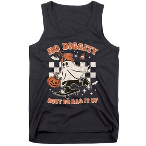 Retro Halloween Ghost No Diggity Bout To Bag It Up Tank Top