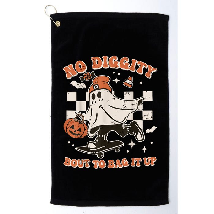 Retro Halloween Ghost No Diggity Bout To Bag It Up Golf Towel
