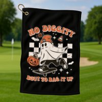 Retro Halloween Ghost No Diggity Bout To Bag It Up Golf Towel