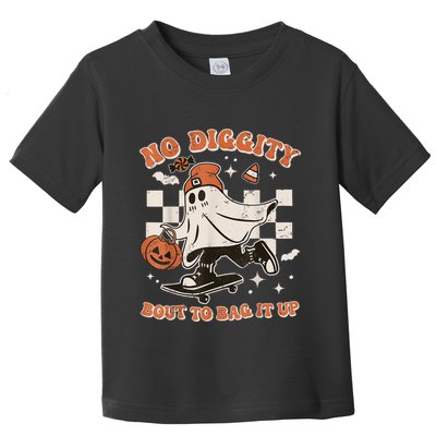 Retro Halloween Ghost No Diggity Bout To Bag It Up Toddler T-Shirt