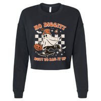 Retro Halloween Ghost No Diggity Bout To Bag It Up Cropped Pullover Crew