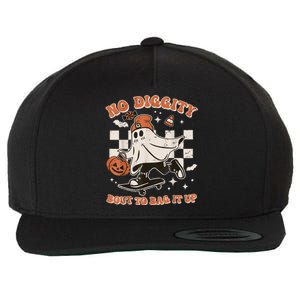 Retro Halloween Ghost No Diggity Bout To Bag It Up Wool Snapback Cap