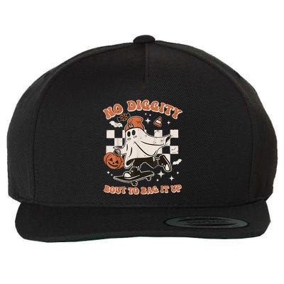 Retro Halloween Ghost No Diggity Bout To Bag It Up Wool Snapback Cap