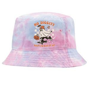 Retro Halloween Ghost No Diggity Bout To Bag It Up Tie-Dyed Bucket Hat