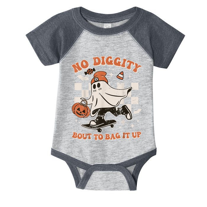 Retro Halloween Ghost No Diggity Bout To Bag It Up Infant Baby Jersey Bodysuit