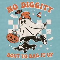 Retro Halloween Ghost No Diggity Bout To Bag It Up Sueded Cloud Jersey T-Shirt