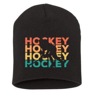 Retro Hockey Gift For Hockey Players Cute Gift Short Acrylic Beanie