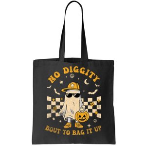 Retro Halloween Ghost No Diggity Bout To Bag It Up Tote Bag