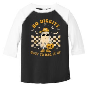 Retro Halloween Ghost No Diggity Bout To Bag It Up Toddler Fine Jersey T-Shirt