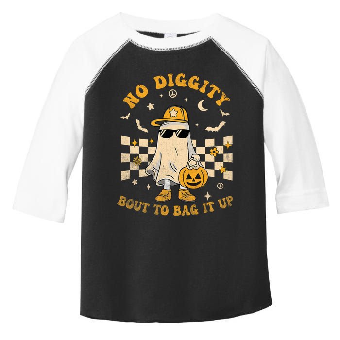 Retro Halloween Ghost No Diggity Bout To Bag It Up Toddler Fine Jersey T-Shirt