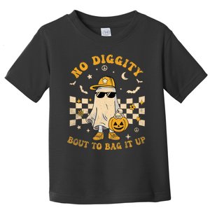 Retro Halloween Ghost No Diggity Bout To Bag It Up Toddler T-Shirt